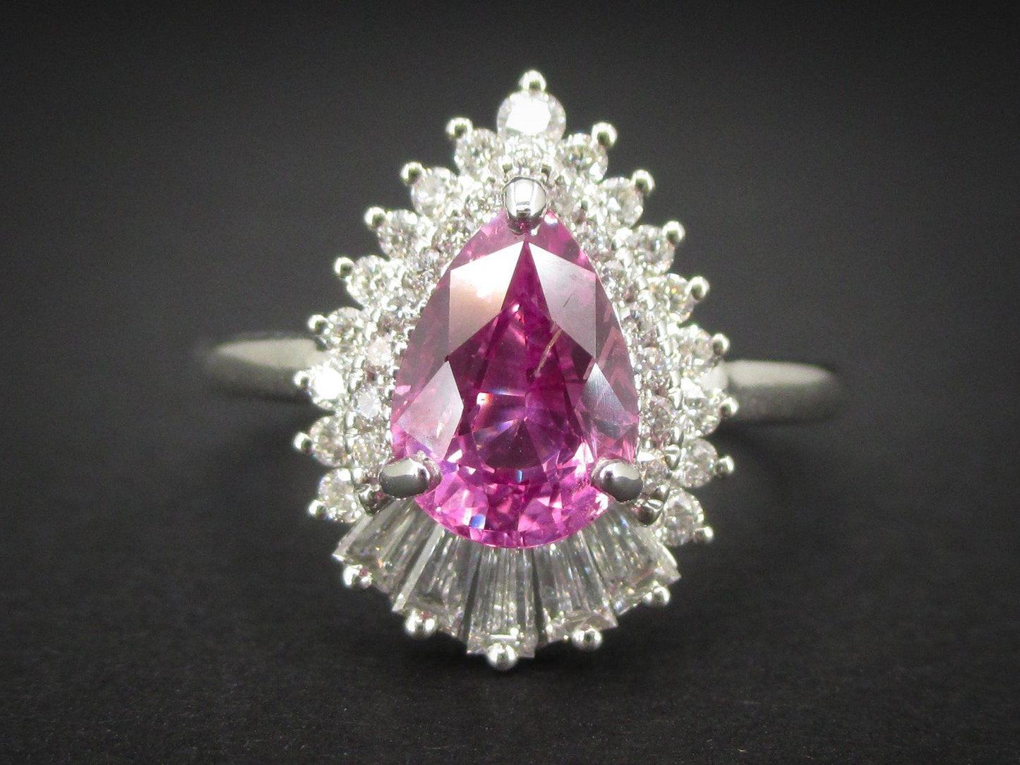 Lovely 18k White Gold Natural 1.67ct Pink Sapphire & Diamond Halo Ring 5g i7108