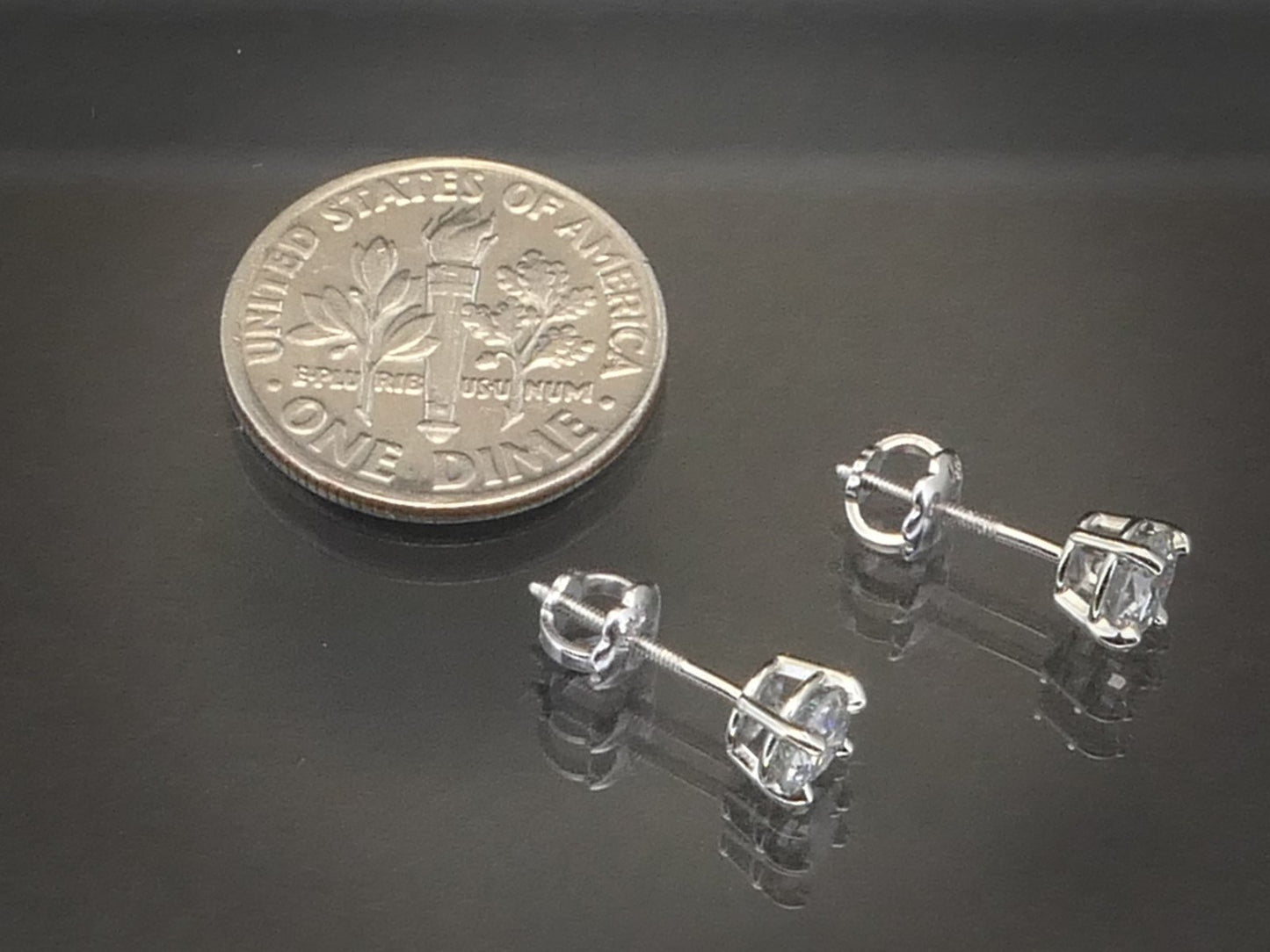 NEW 14k White Gold Natural .70ctw Diamond Screw Back Earrings i7427