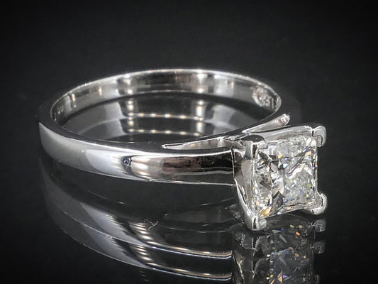 14k & Platinum GSI Princess LEO Natural 1.00ct Diamond Solitaire Ring 4.3g i7780