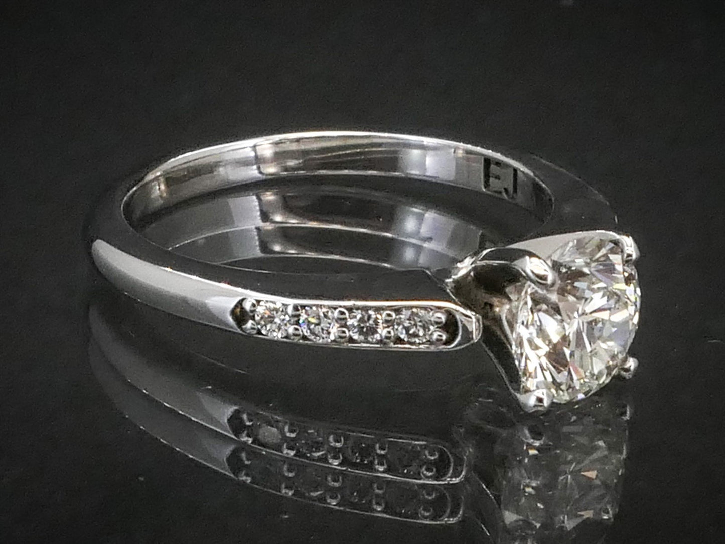 14k White Gold Round EGL Natural 1.01ct Diamond Engagement Ring 3.5g i8088