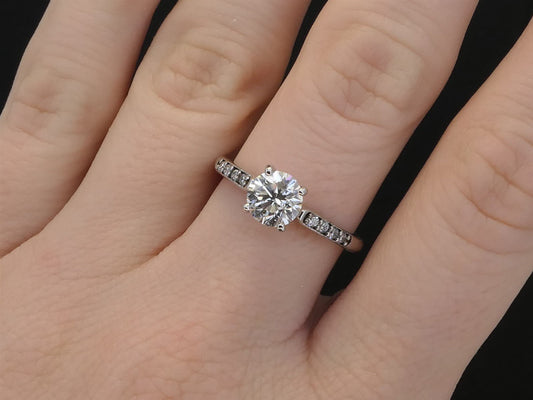 14k White Gold Round EGL Natural 1.01ct Diamond Engagement Ring 3.5g i8088