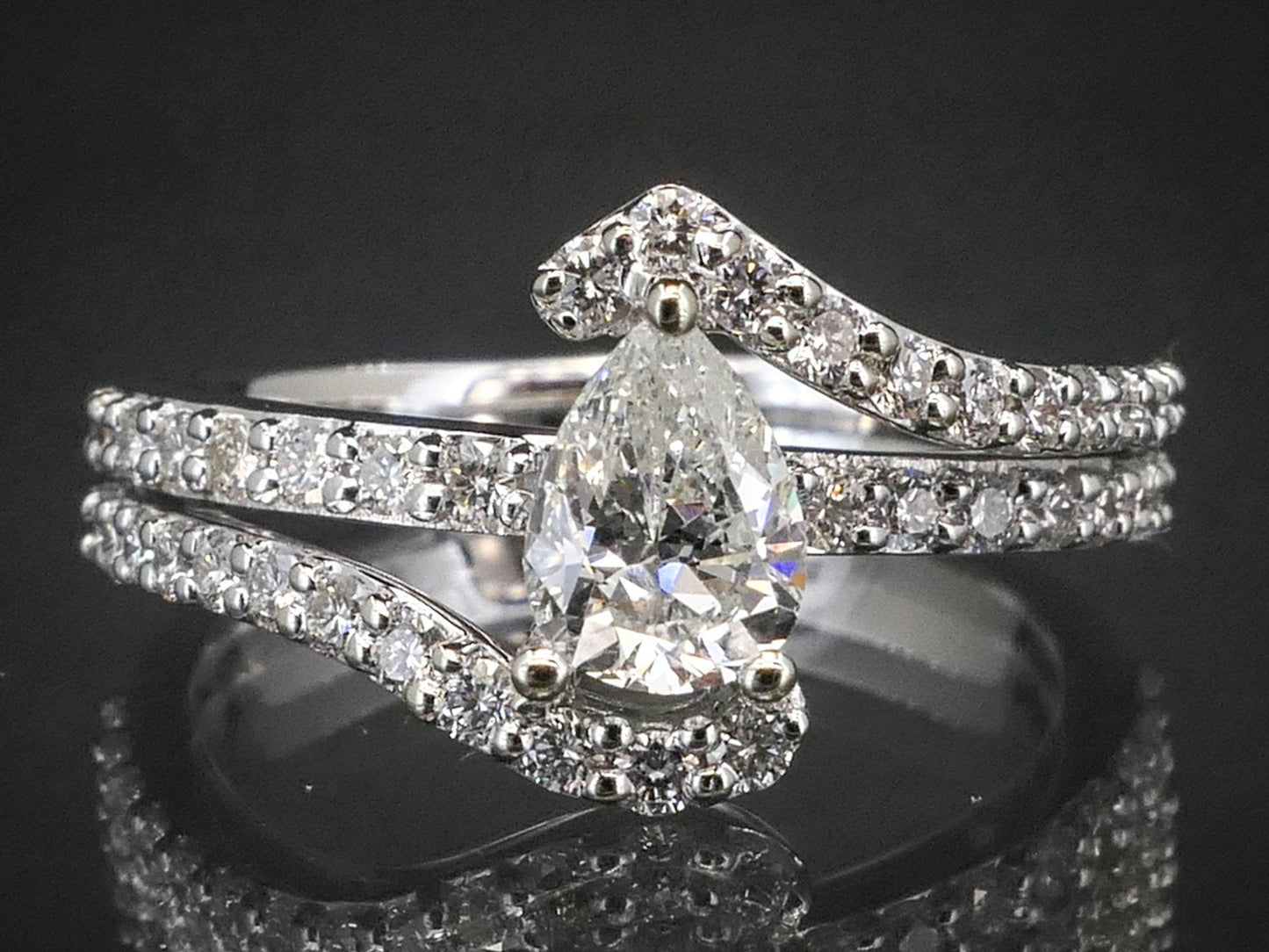 NEW 18k White Gold Pear Cut Natural 1.03ctw Diamond Engagement Ring 5g i8078