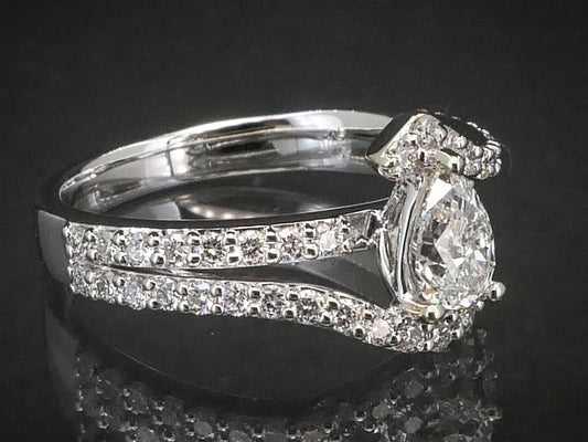 NEW 18k White Gold Pear Cut Natural 1.03ctw Diamond Engagement Ring 5g i8078
