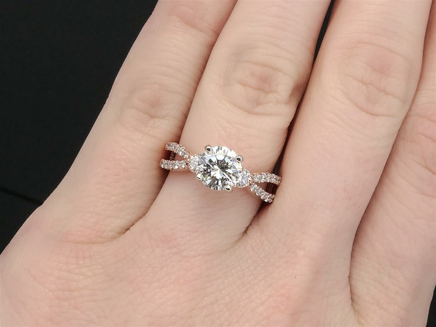 Estate 14k Rose Gold Round Cut Natural 1.07ct Diamond Engagement Ring 3.7g i8157