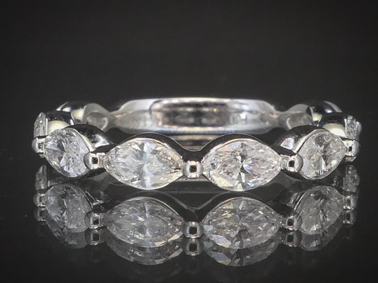 NEW 14k White Gold Marquise Natural 1.60ctw Diamond Ladies Band Ring 2.6g i8457
