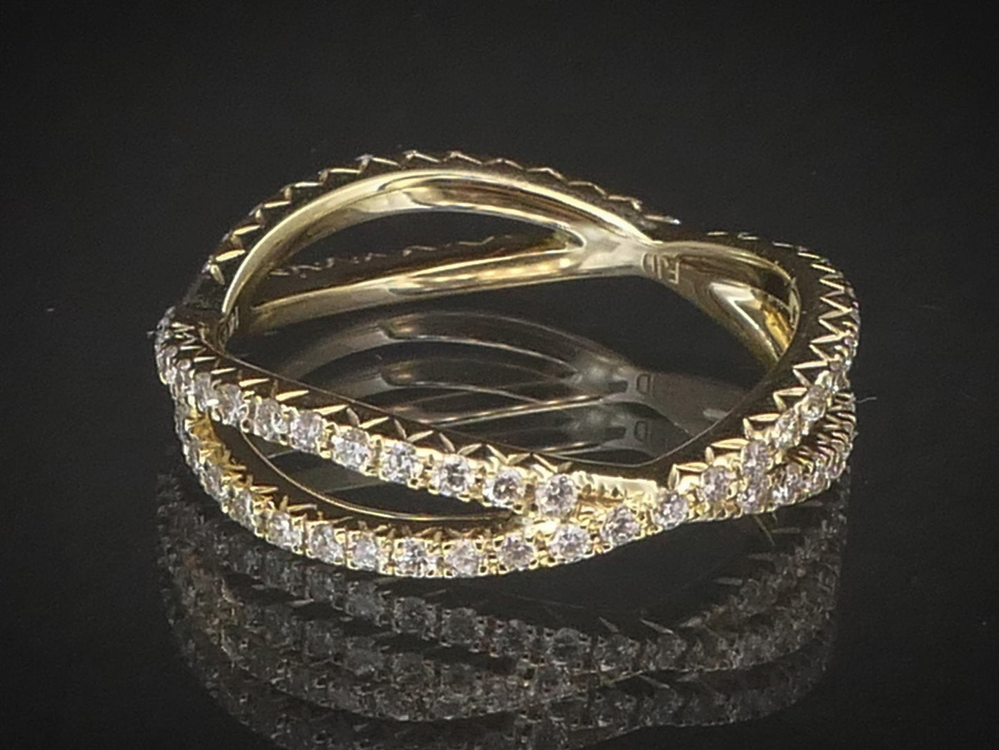 NEW 14k Yellow Gold Natural .61ctw Diamond Crossover Eternity Band Ring 2g i8463