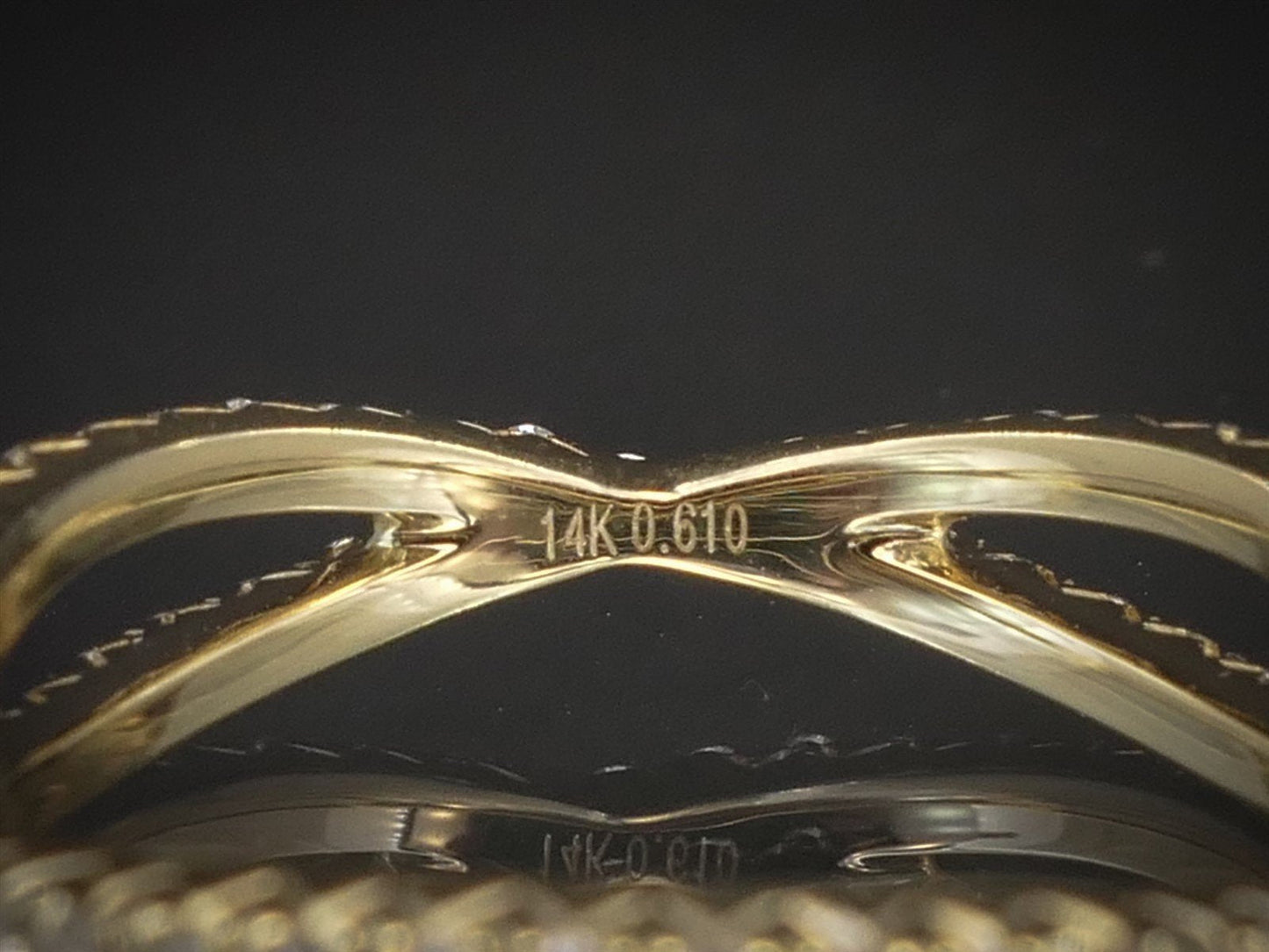 NEW 14k Yellow Gold Natural .61ctw Diamond Crossover Eternity Band Ring 2g i8463