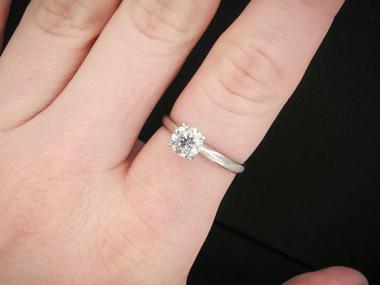 Estate 14k White Gold Round Cut Natural 1.15ct Diamond Solitaire Ring 2g i10006