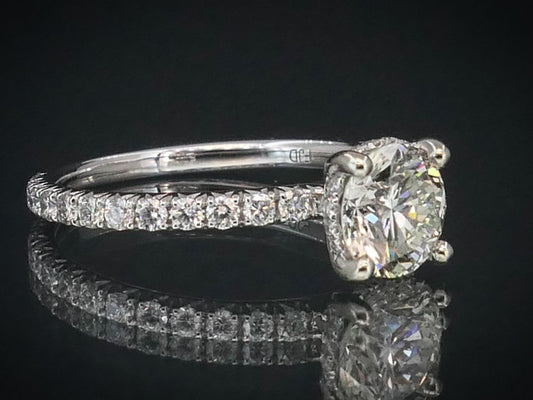 14k White Gold Round EGL Natural 1.05ct Diamond Engagement Ring 2g i8474