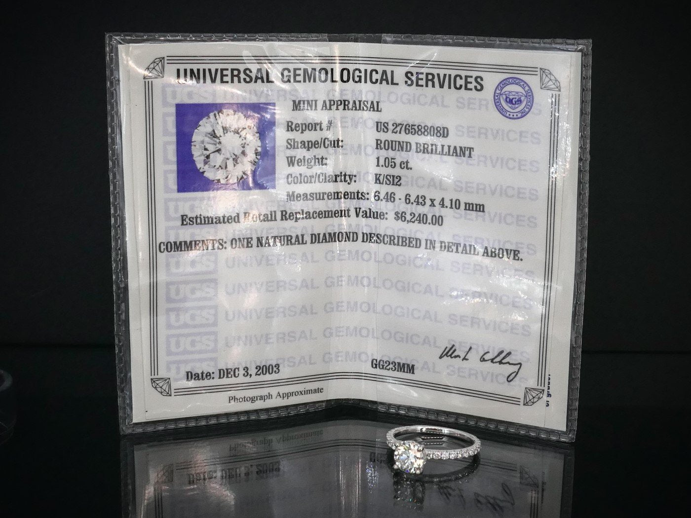 14k White Gold Round EGL Natural 1.05ct Diamond Engagement Ring 2g i8474
