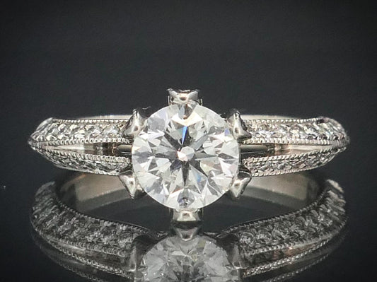 Estate 14k White Gold Round Natural 1.70ctw Diamond Engagement Ring 3.7g i10420