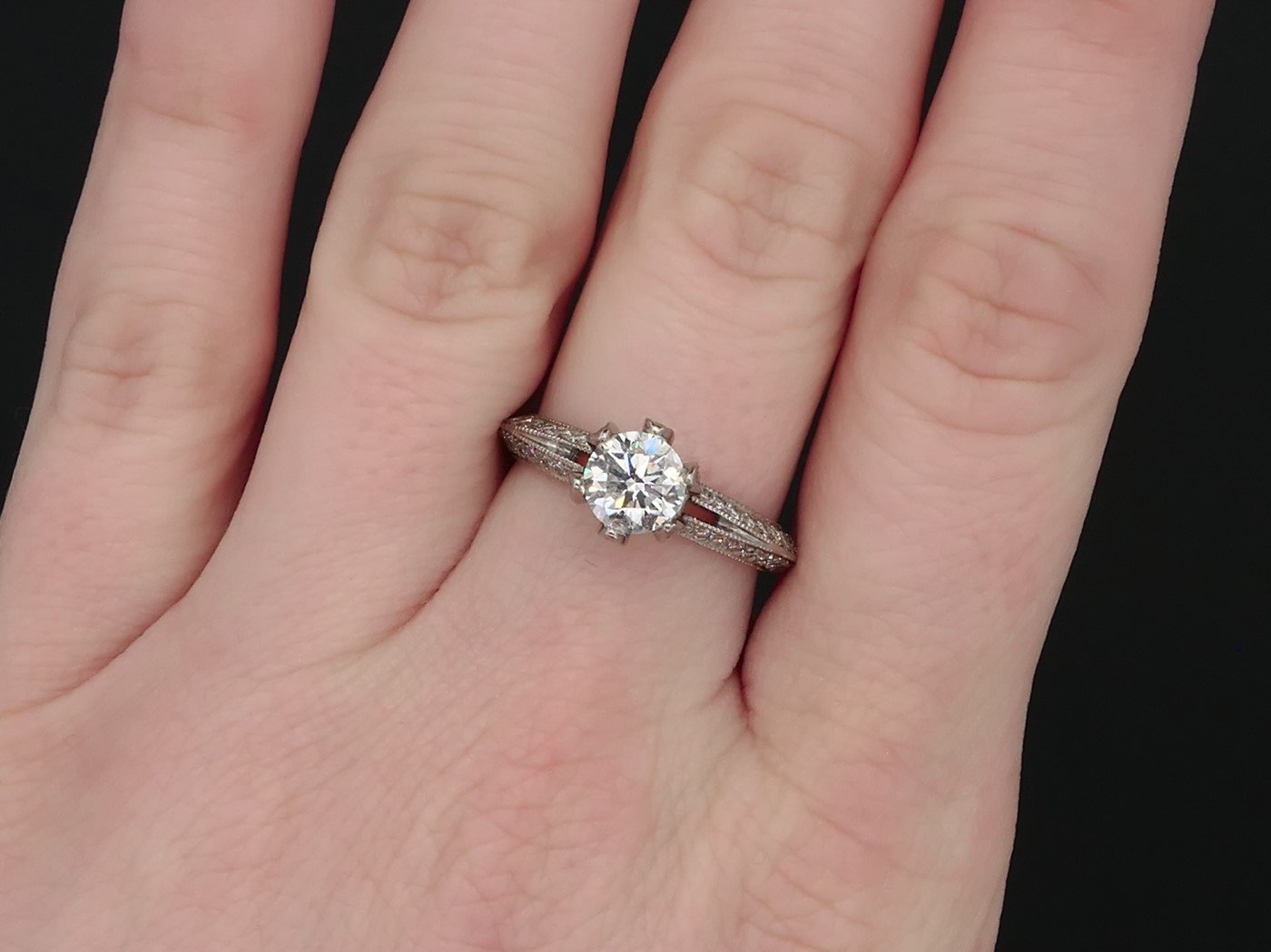 Estate 14k White Gold Round Natural 1.70ctw Diamond Engagement Ring 3.7g i10420