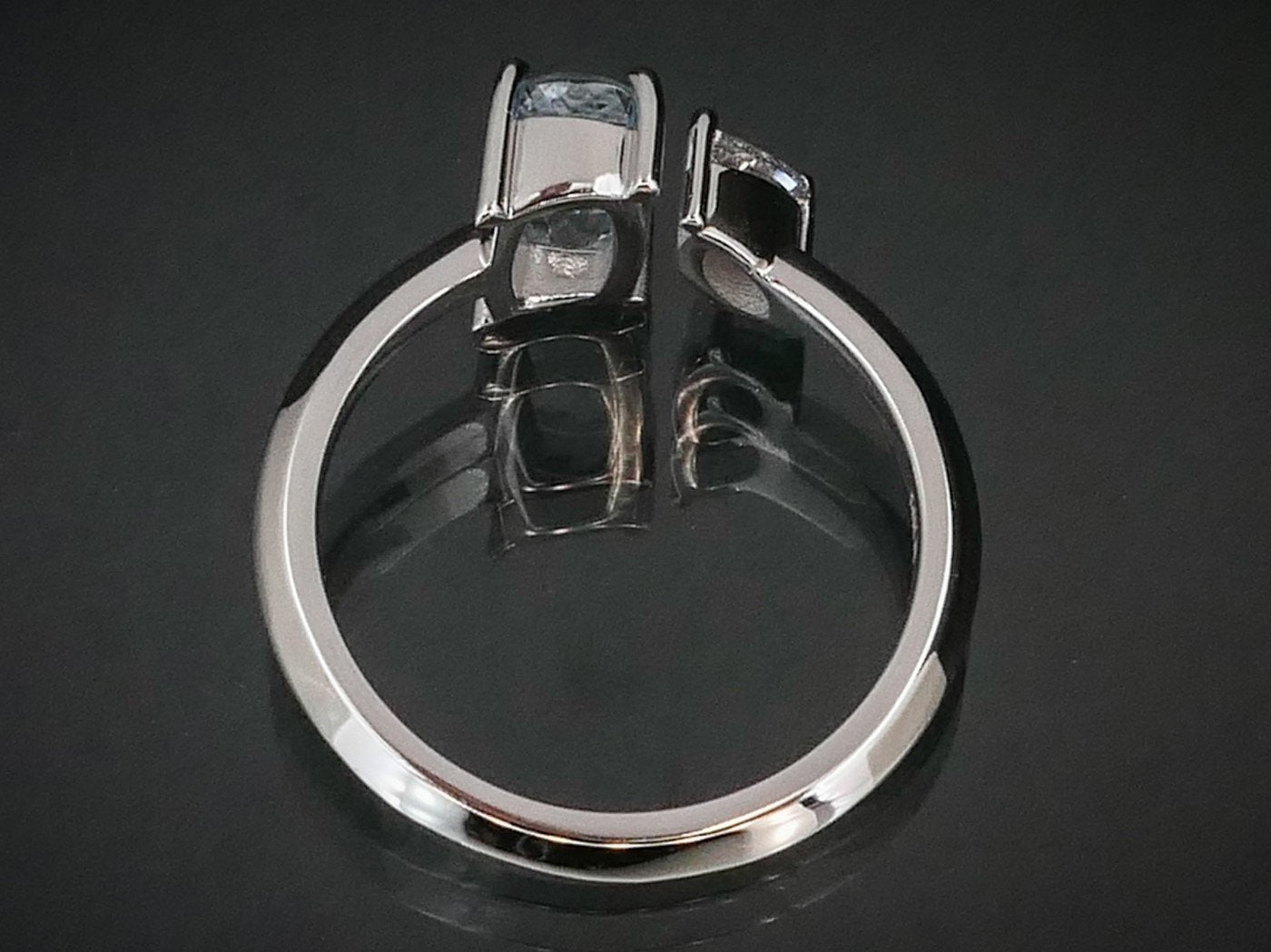 Custom 14k White Gold Natural .95ct Aquamarine & Diamond Ring 3.2g i11022
