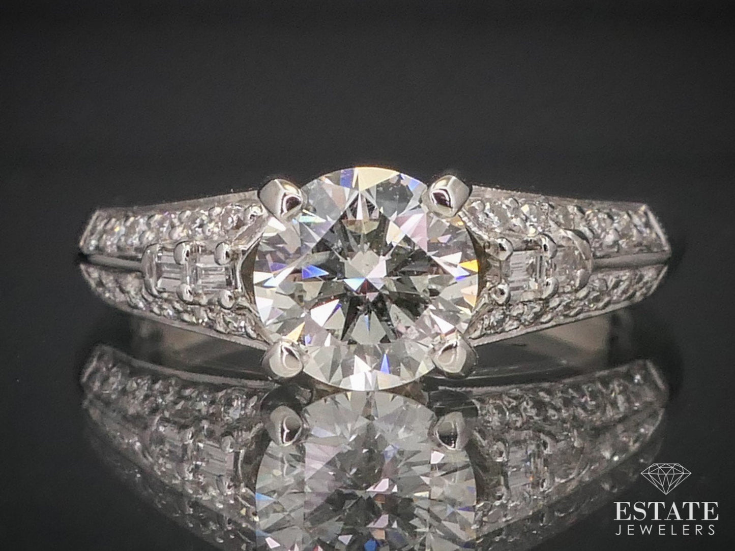 14k White Gold GIA Round Natural .93ctw Diamond Engagement Ring 3.1g i12021