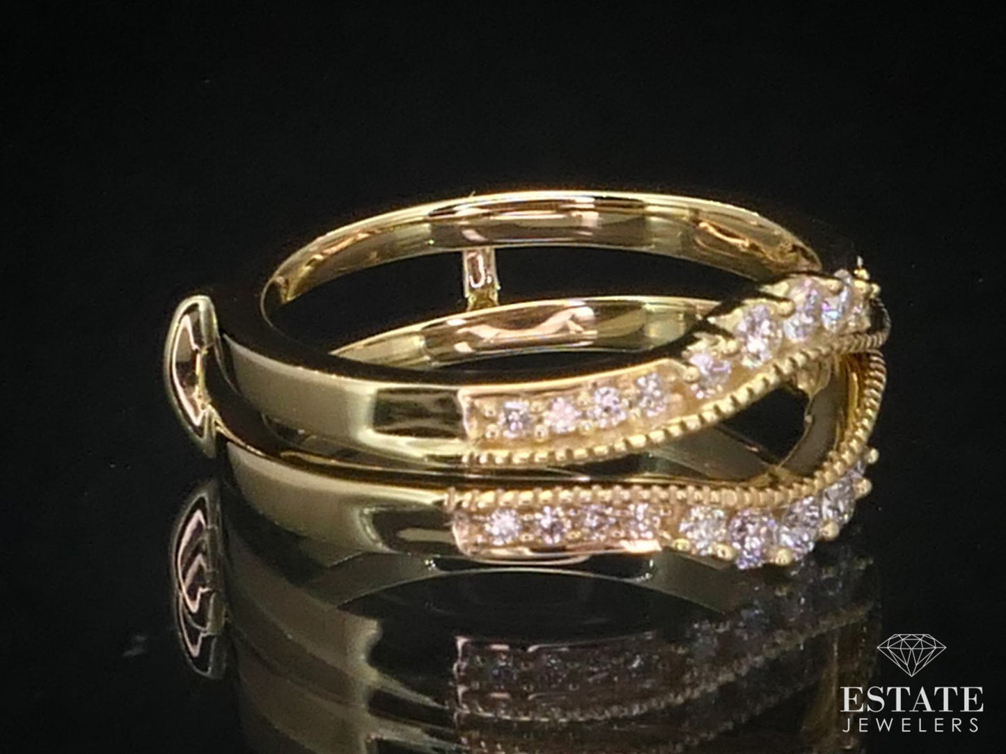 NEW 14k Yellow Gold Natural .33ctw Diamond Wedding Ring Guard Jacket 4.7g i12210