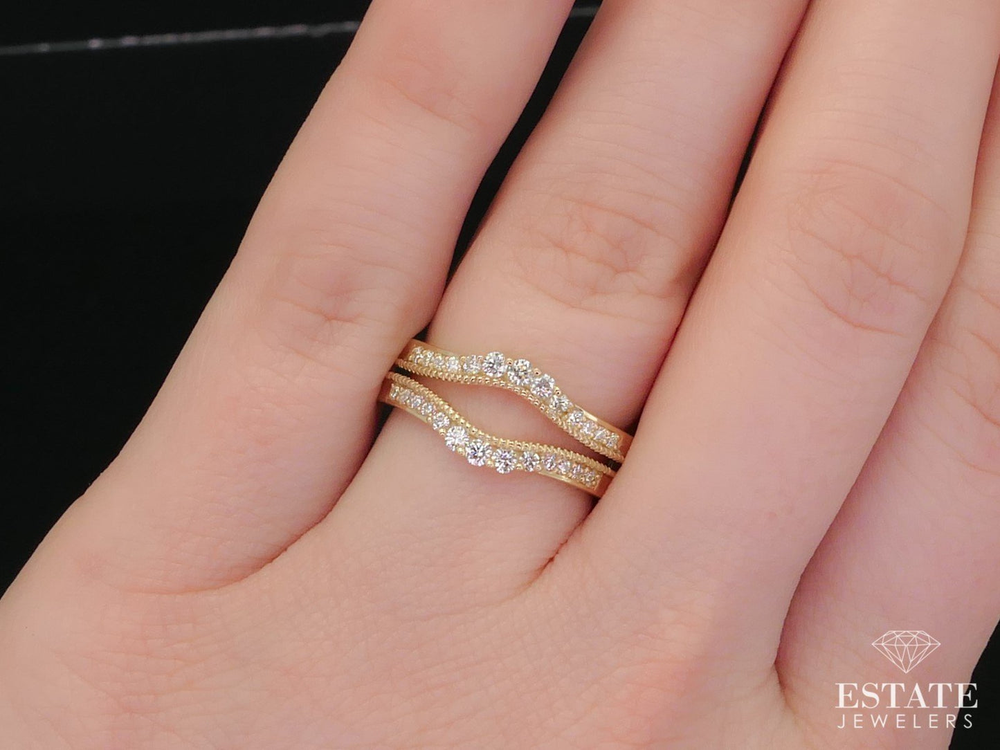 NEW 14k Yellow Gold Natural .33ctw Diamond Wedding Ring Guard Jacket 4.7g i12210