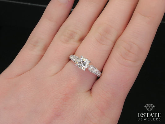 NEW 14k Two Tone Gold Round GIA Natural .98ct Diamond Engagement Ring 3g i11832