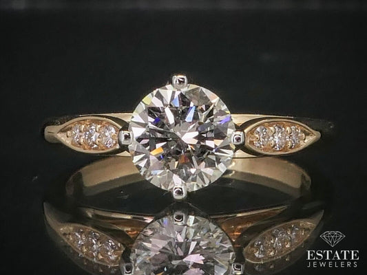NEW 14k Yellow Gold Round 1.07ct Natural Diamond Engagement Ring i12456