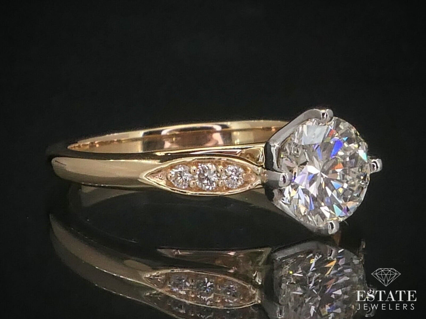 NEW 14k Yellow Gold Round 1.07ct Natural Diamond Engagement Ring i12456
