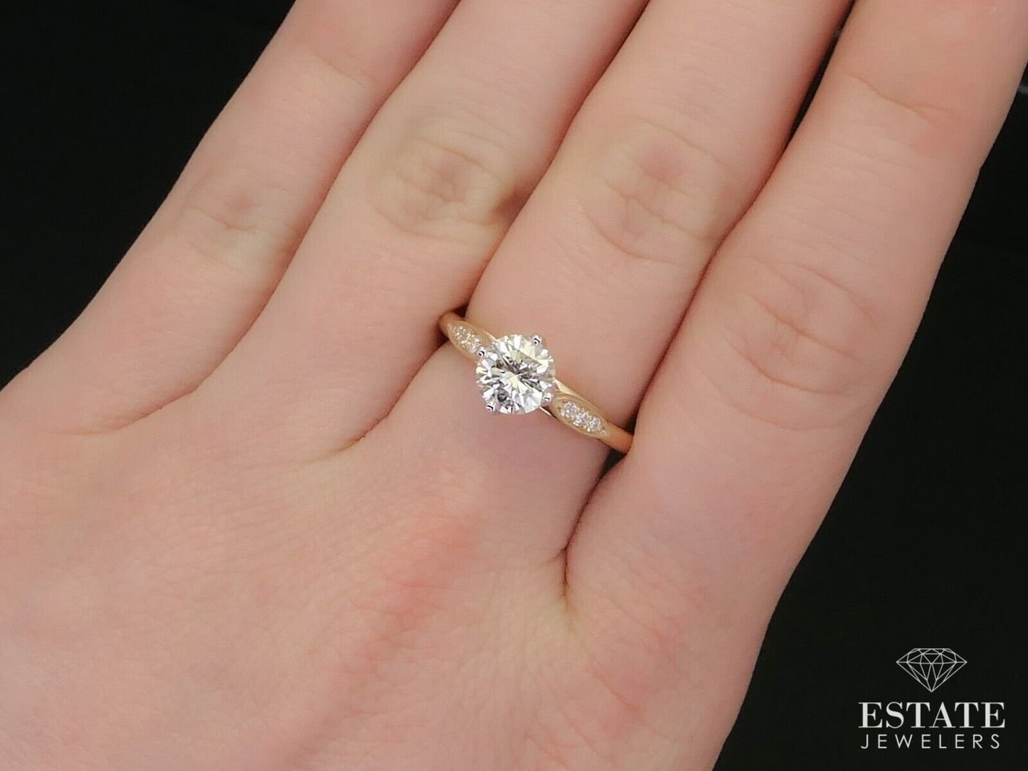 NEW 14k Yellow Gold Round 1.07ct Natural Diamond Engagement Ring i12456