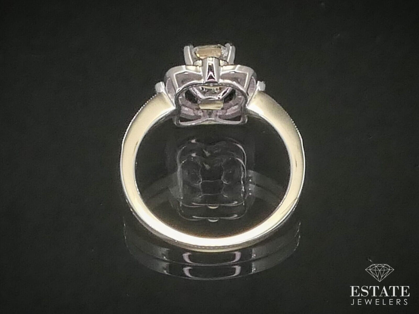14k White Gold Cushion Cut 1.09ct Diamond Halo Engagement Ring 4.5g i12499