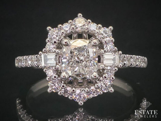 14k White Gold GIA Cushion Cut 1.35ctw Diamond Engagement Ring 3.4g i12498