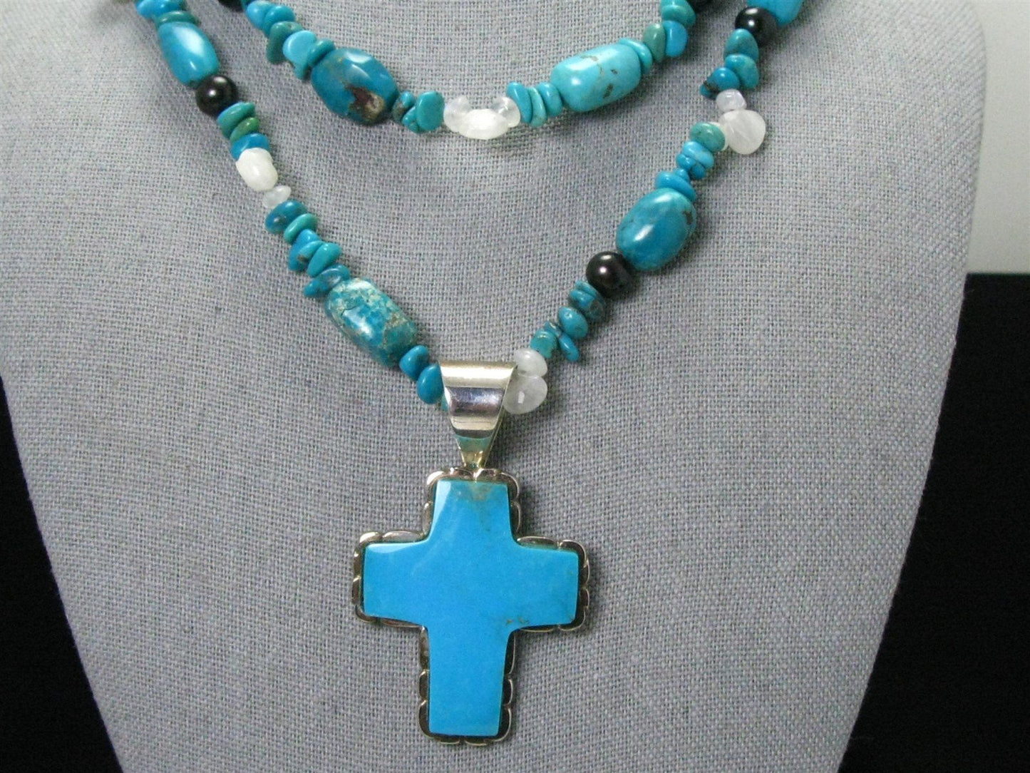 Sterling Jay King Mine Finds Turquoise Moonstone Pearl Beaded Necklace i14531