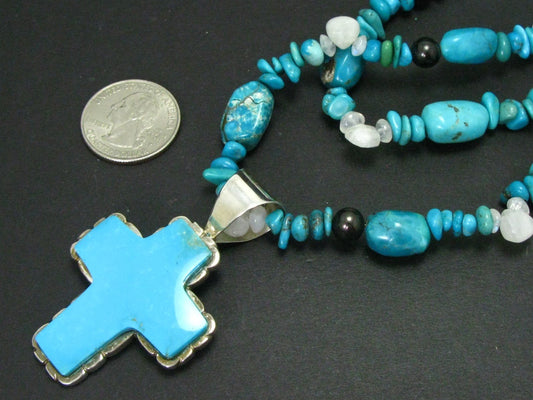 Sterling Jay King Mine Finds Turquoise Moonstone Pearl Beaded Necklace i14531