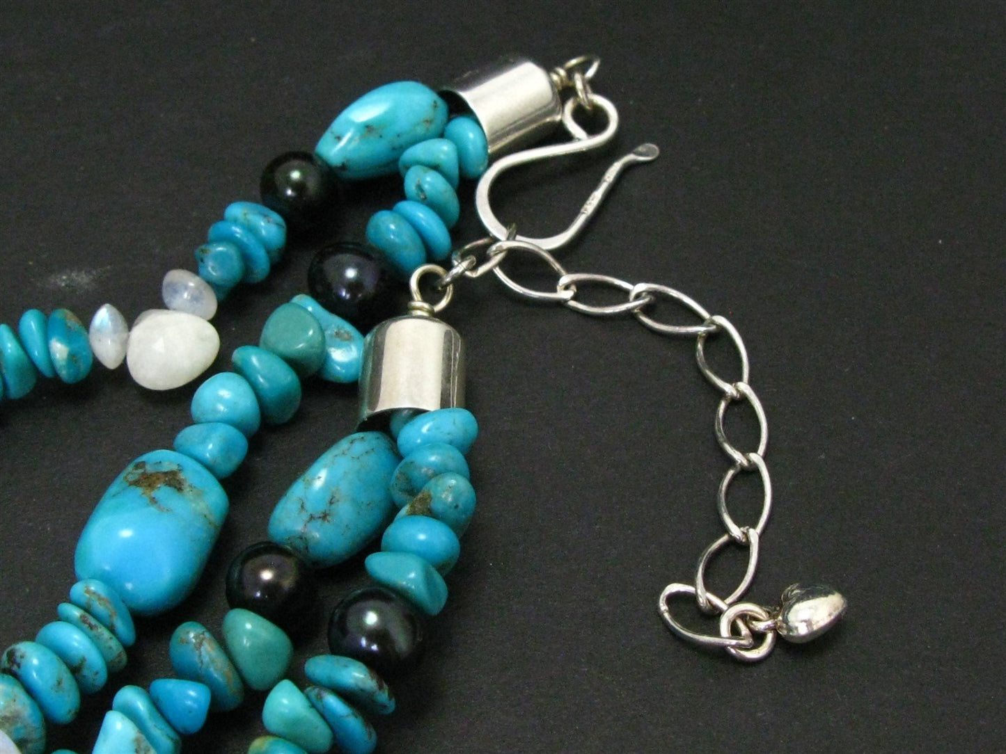 Sterling Jay King Mine Finds Turquoise Moonstone Pearl Beaded Necklace i14531