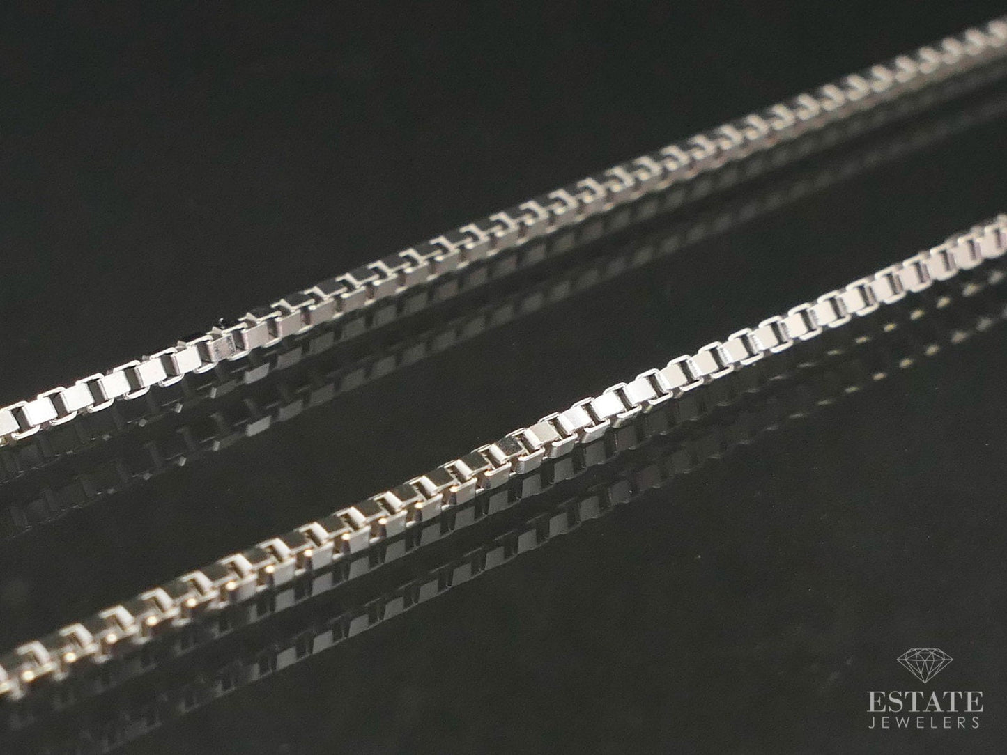 NEW 14k White Gold 1mm Box Chain Link Ladies Necklace 3.5g 18"L i5184