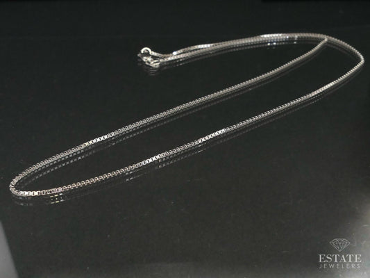 NEW 14k White Gold 1mm Box Chain Link Ladies Necklace 3.5g 18"L i5184