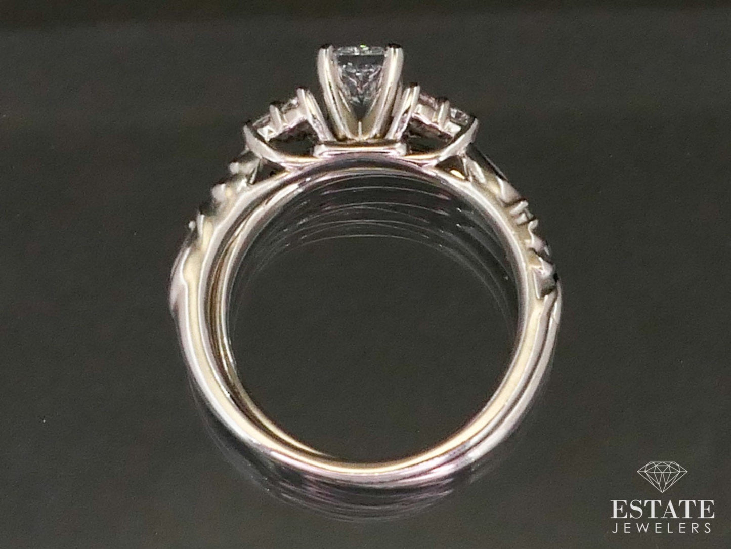 Estate 14k White Gold GIA Natural .92ctw Diamond Wedding Set 6.5g i13265