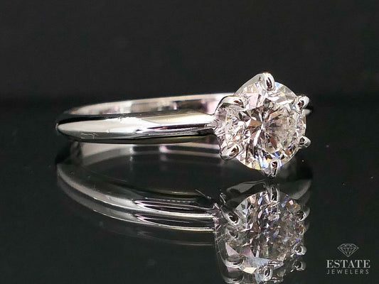 Estate 14k White Gold Round Cut Natural .79ct Diamond Solitaire Ring 2.3g i13320