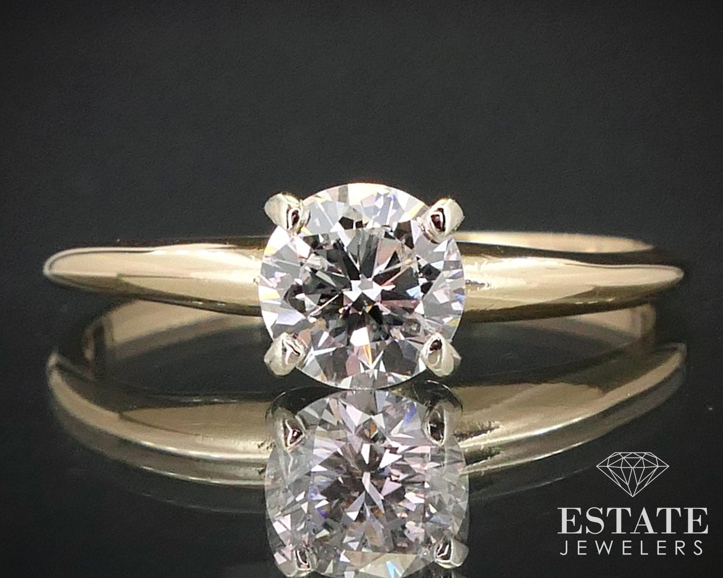 Estate 14k Yellow Gold Round Natural .56ct Diamond Solitaire Ring 1.8g i13681