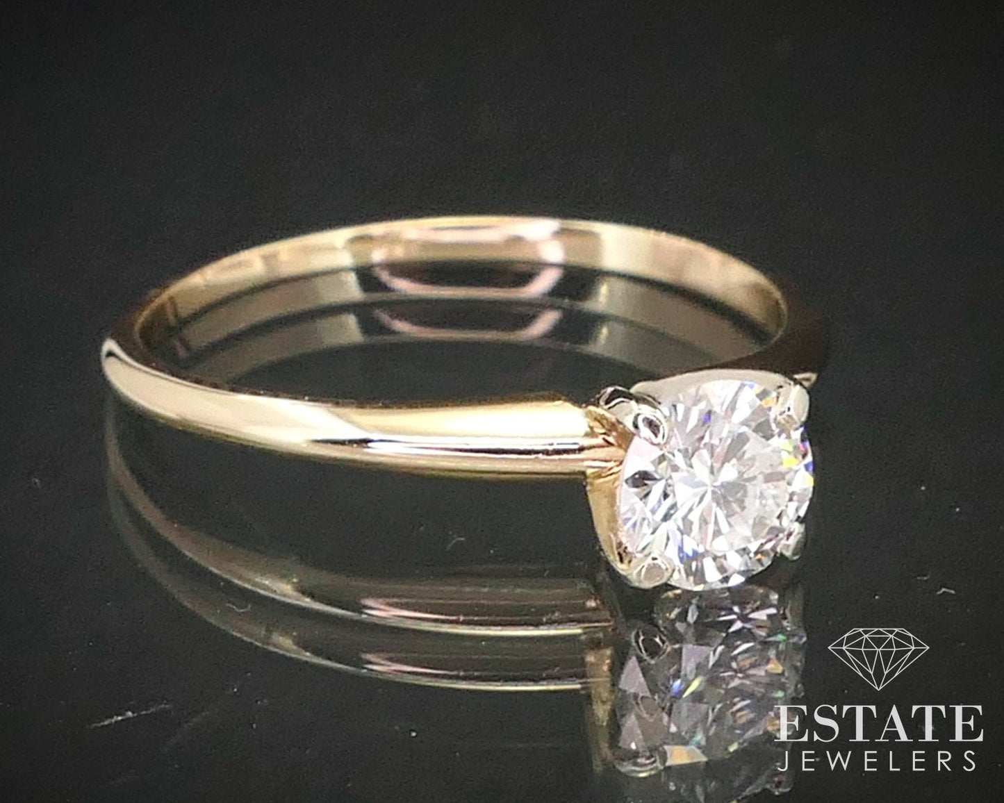 Estate 14k Yellow Gold Round Natural .56ct Diamond Solitaire Ring 1.8g i13681