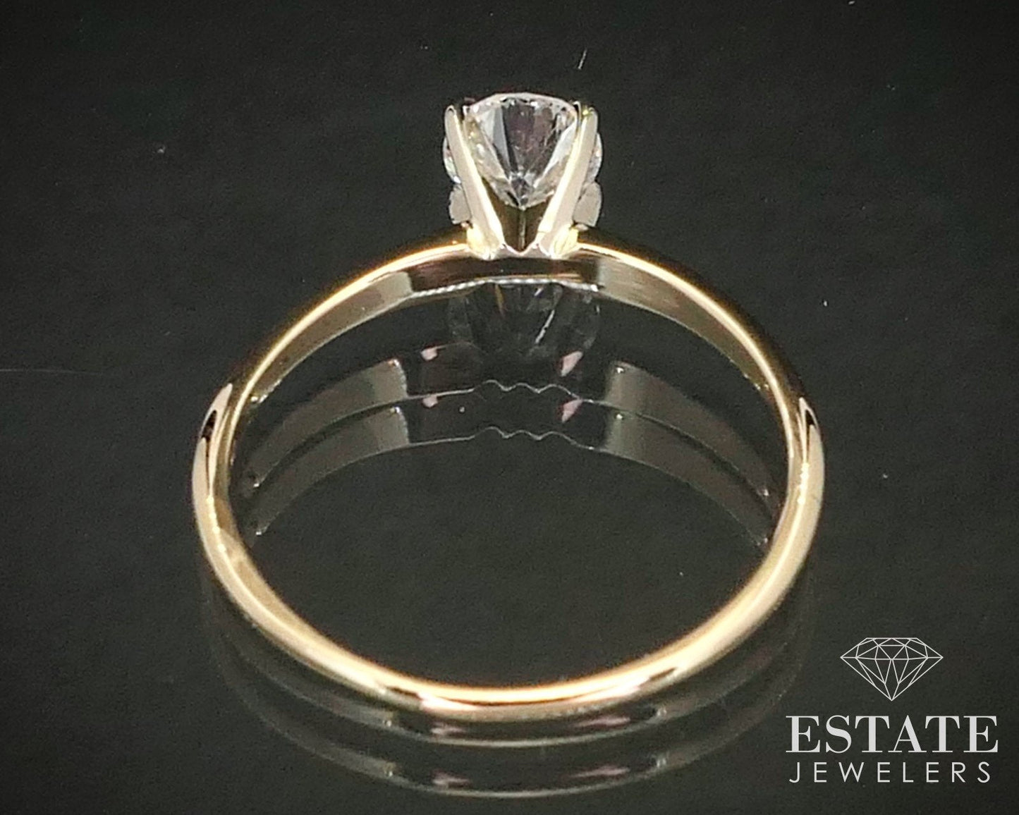 Estate 14k Yellow Gold Round Natural .56ct Diamond Solitaire Ring 1.8g i13681