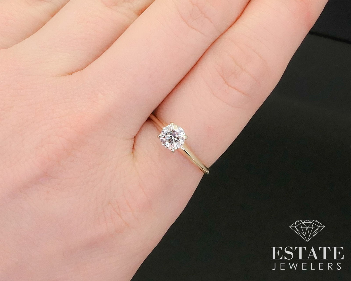 Estate 14k Yellow Gold Round Natural .56ct Diamond Solitaire Ring 1.8g i13681