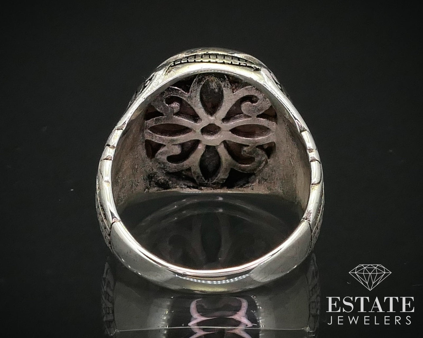 Estate Sterling Silver Open Scroll Anchor Mens Band Ring 15.2g i13978