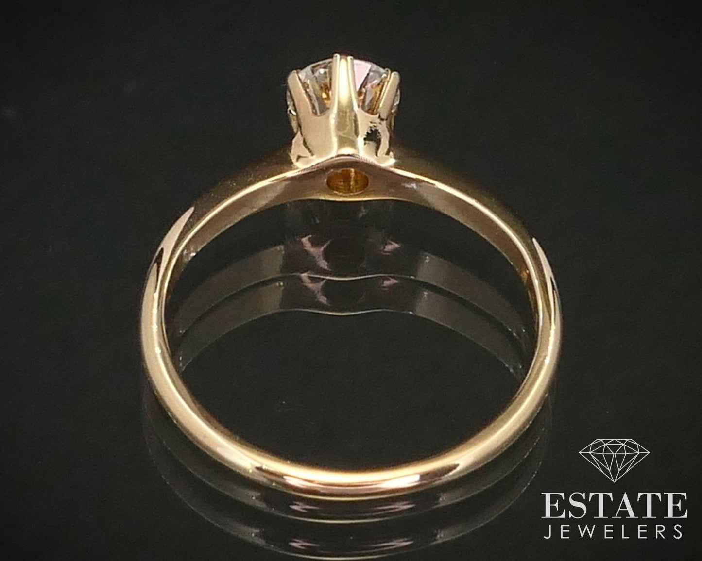 Antique 14k Yellow Gold Natural .39ct Diamond Solitaire Ring 1.7g i13780