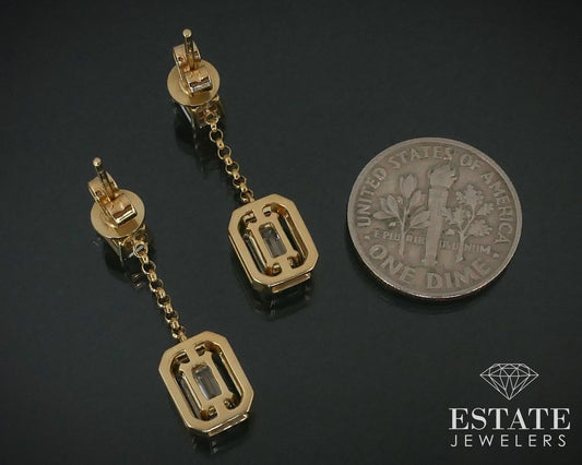 14k Yellow Gold Emerald 2.07ctw Lab Created Diamond Drop Dangle Earrings i14003