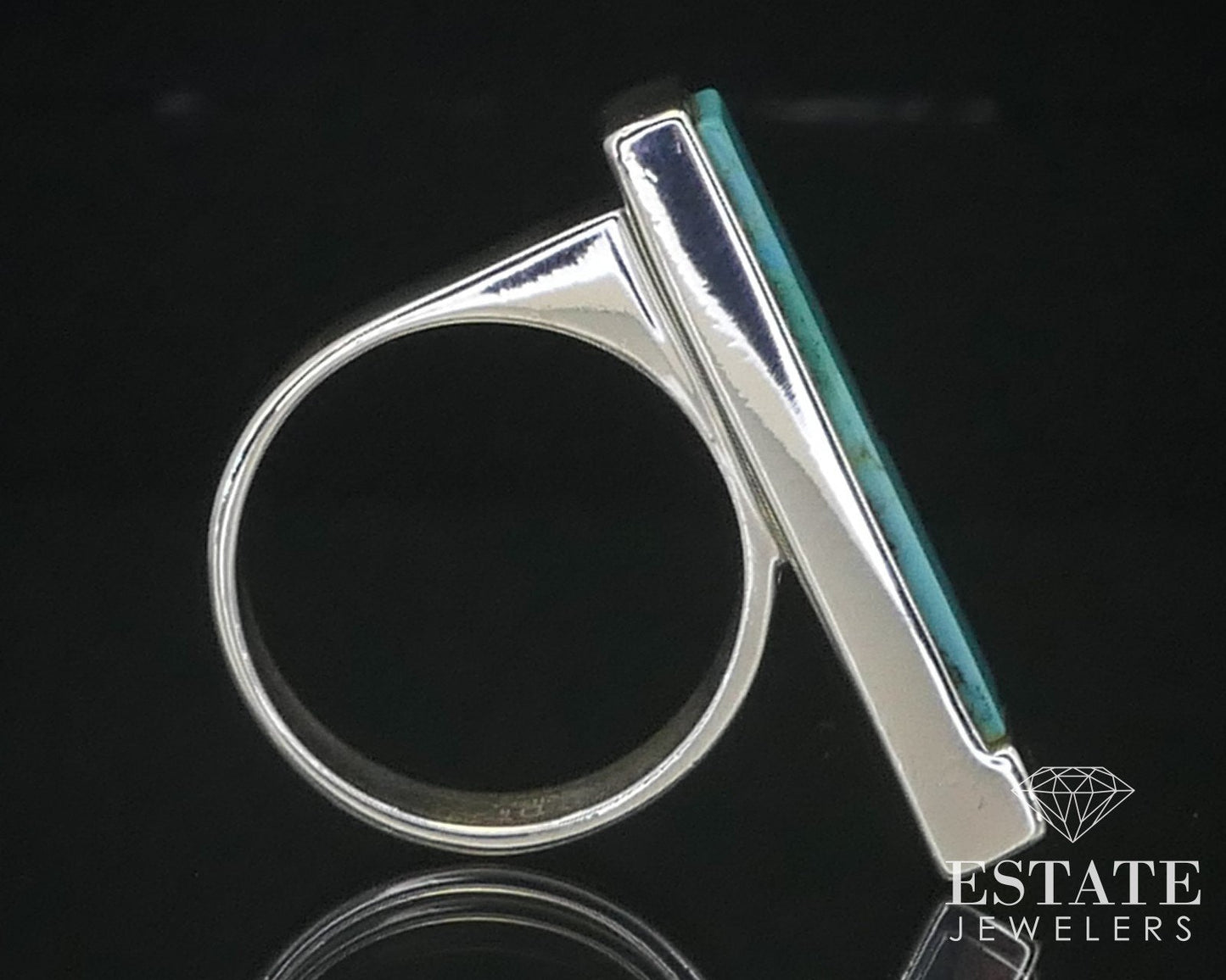 Sterling Jay King Mine Finds Natural Turquoise Bar Band Ring 9.1g i14048