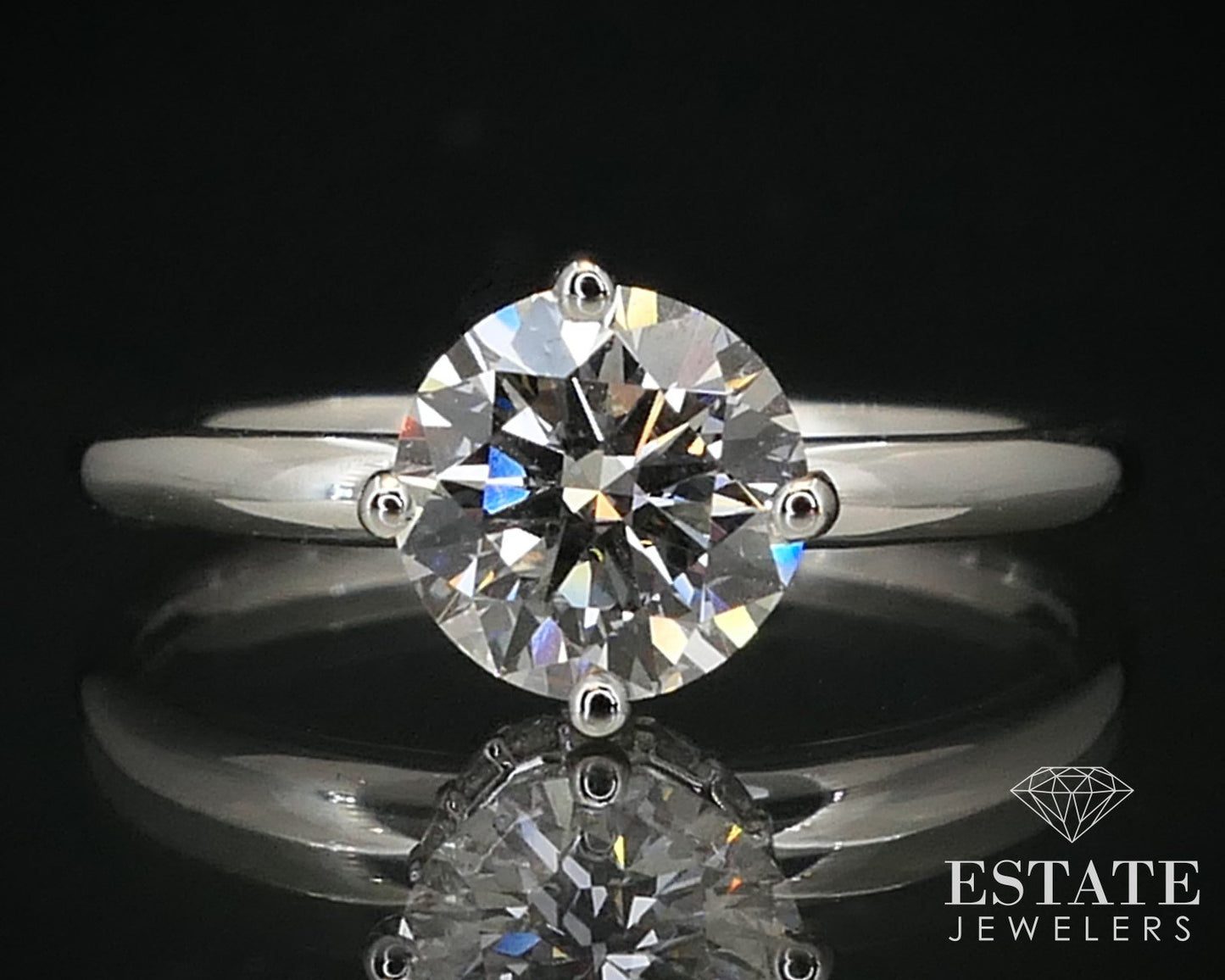 14k White Gold Round 1.05ct Lab Created Diamond Engagement Ring 2.1g i12363
