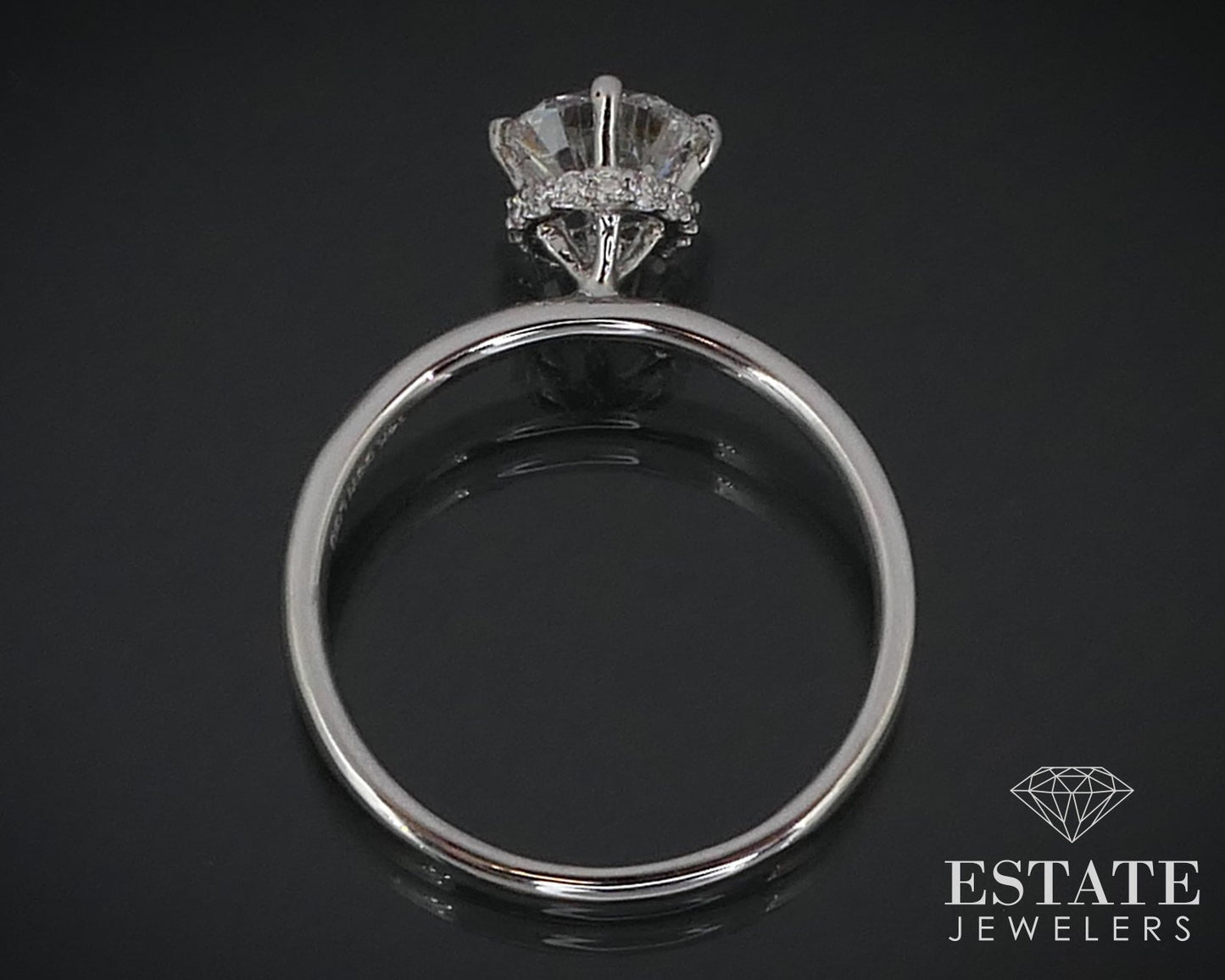 14k White Gold Round 1.05ct Lab Created Diamond Engagement Ring 2.1g i12363