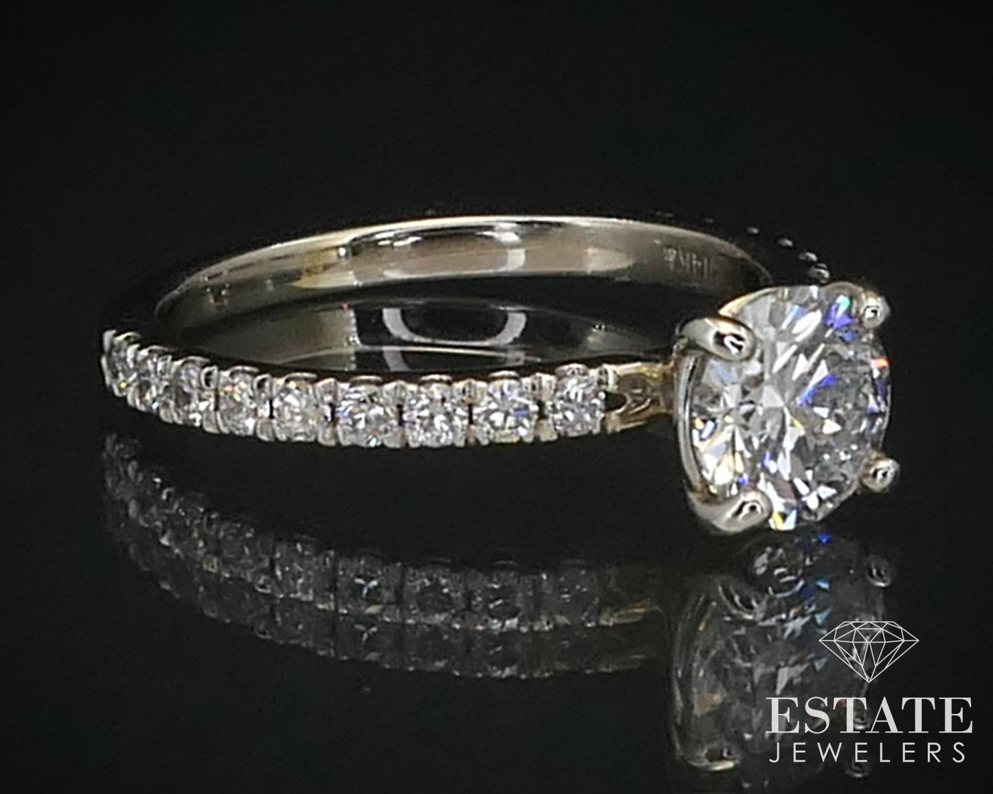 14k White Gold Round 1.33ctw Lab Created Diamond Engagement Ring 2.7g i6265
