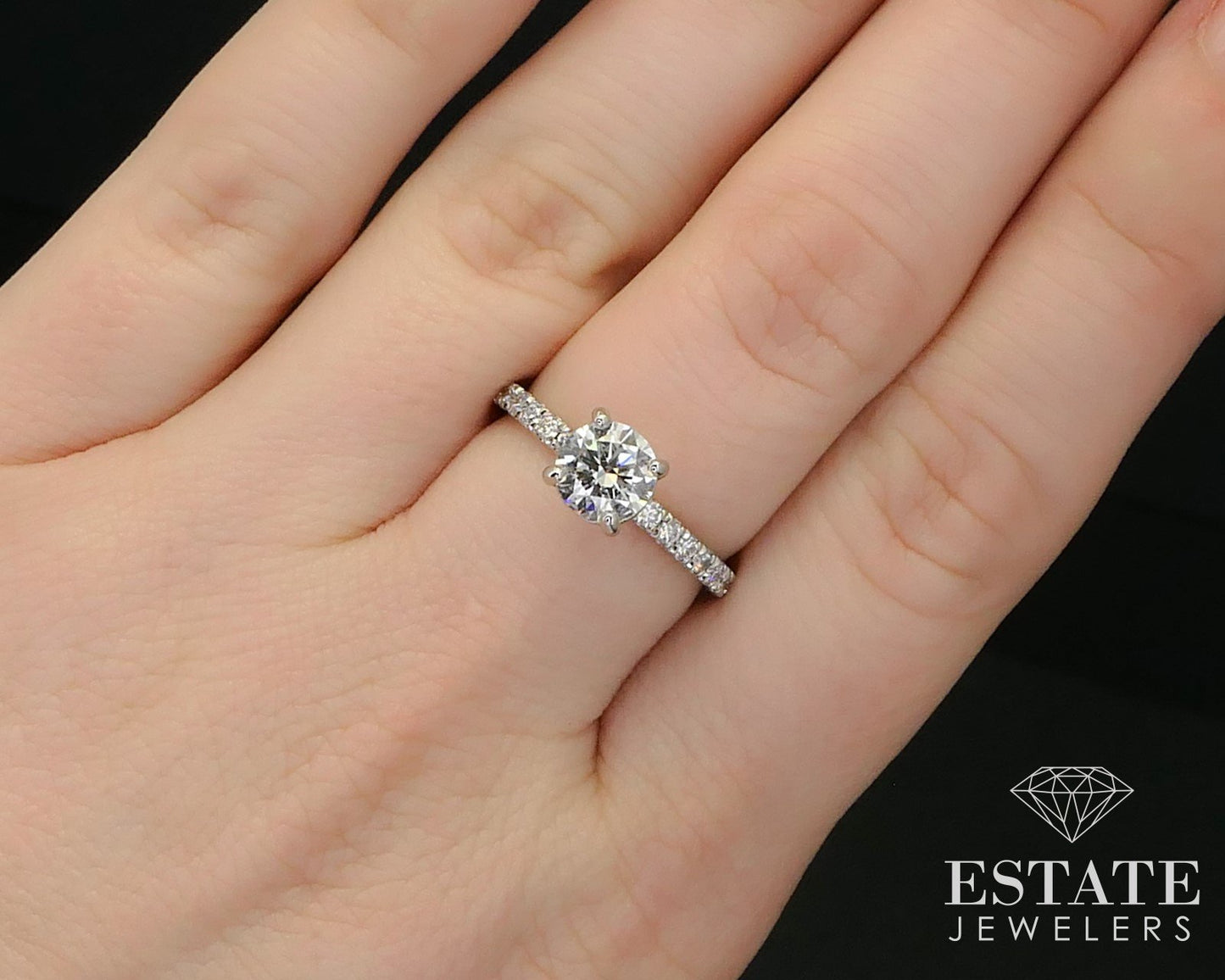 14k White Gold Round 1.33ctw Lab Created Diamond Engagement Ring 2.7g i6265