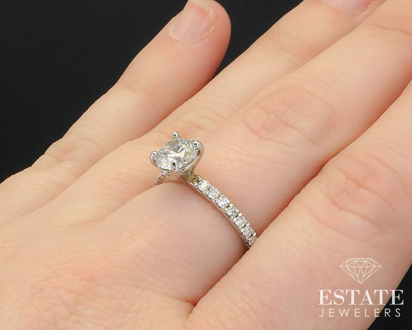14k White Gold Round 1.33ctw Lab Created Diamond Engagement Ring 2.7g i6265