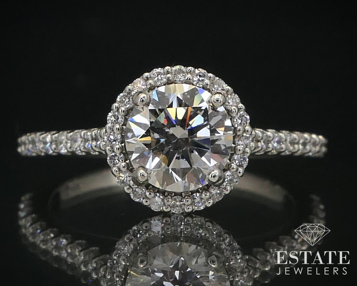 14k White Gold IGI 1.03ct Lab Created Diamond Halo Engagement Ring 3.2g i10435