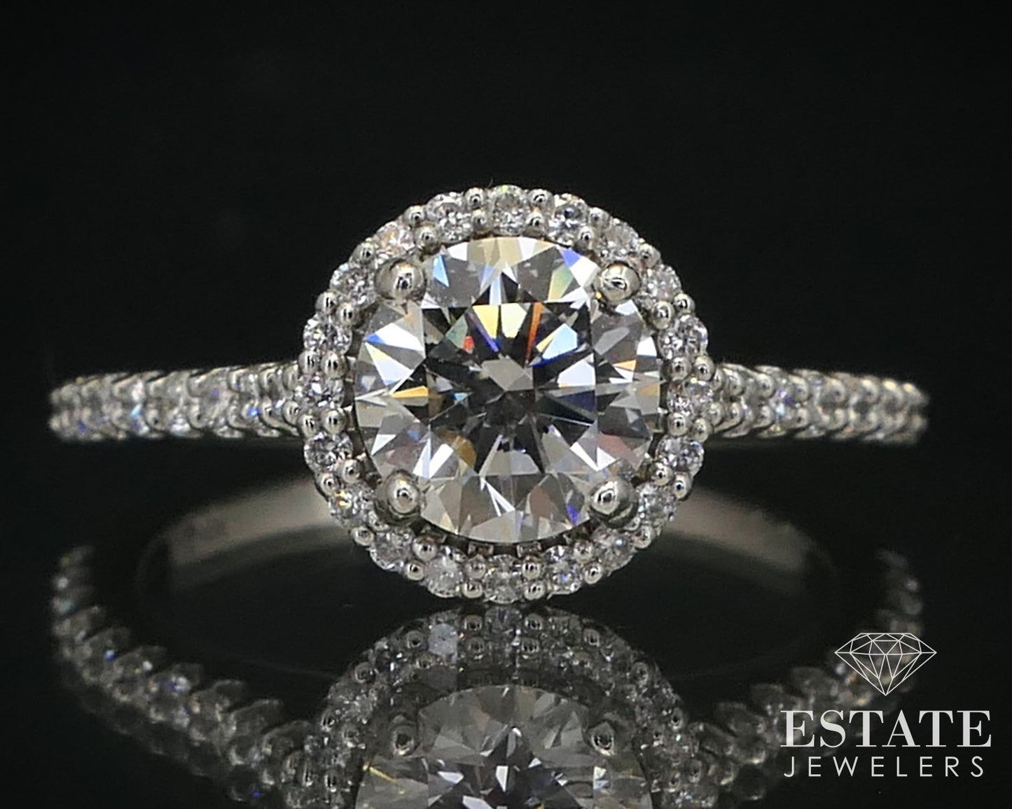 14k White Gold IGI 1.03ct Lab Created Diamond Halo Engagement Ring 3.2g i10435