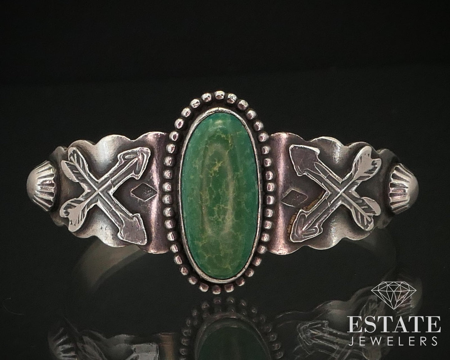 Vintage Sterling Silver Navajo Turquoise Storytelling Cuff Bracelet 28.0g i14180