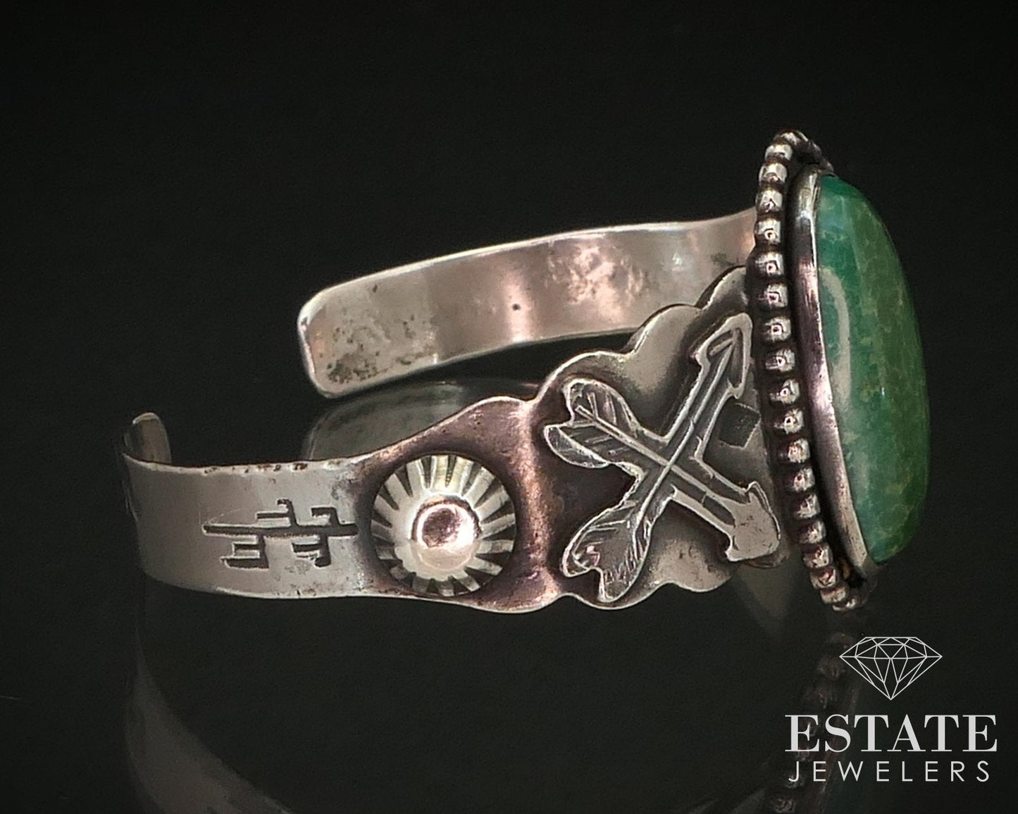 Vintage Sterling Silver Navajo Turquoise Storytelling Cuff Bracelet 28.0g i14180